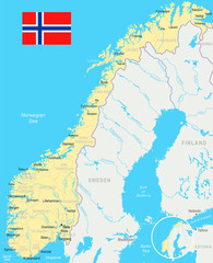 Norway - map and flag &ndash; illustration