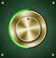 volume button vintage style on green metal background vector