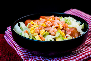 delicious shrimp with lettuce salad