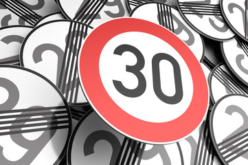 Reaching the 30th birthday illustrated with traffic signs