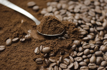 Mix kinds of coffee, ground coffee beans and roasted