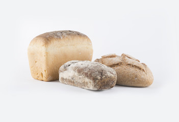 Top view homemade bread on a white background to paste in your design