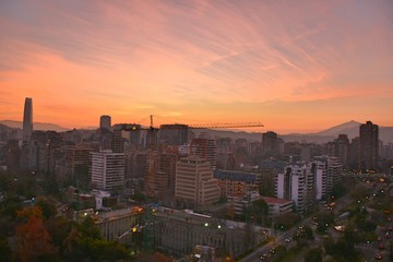 Naklejka na ściany i meble Sunset clouds in Santiago, Chile