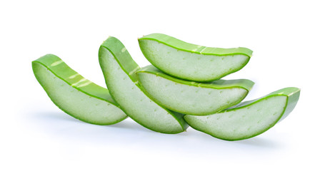 stack of fresh aloe vera leaf isolated on white background
