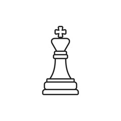 Chess king outline icon. Vector isolated line symbol