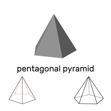 Pentagonal pyramid. Geometric shape. Isolated on white background. Vector illustration.