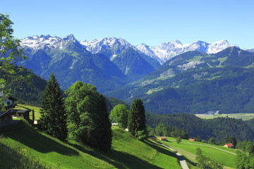 Fototapeta na wymiar Rätikon Gebirge vom Ludescher Berg