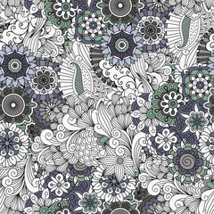Flowers and swirls decorative pattern