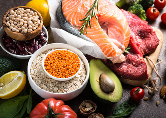 Balanced diet. Organic food for healthy nutrition.