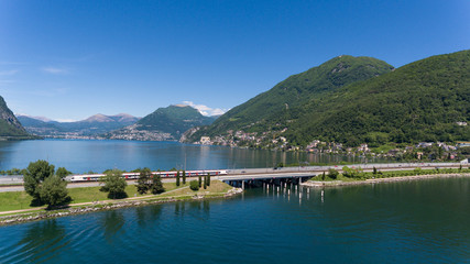 Melide Dam from the top in Tessin