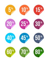 Set of sale off stickers colored badges tag discount symbol retail sign price