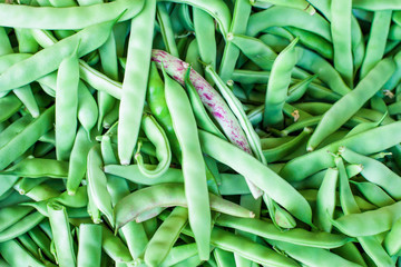 Fresh green beans on the market