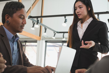 young business people and entrepreneur having a meeting in office. Conference, discussion, teamwork, collaboration, corporate concept.