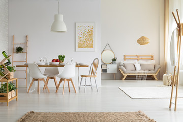 Simple, bright dining room