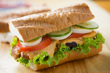 homemade grilled chicken sandwich with dressing