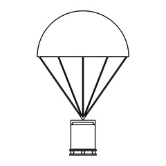 Parachute with cargo   the black color icon .