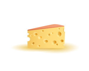 Triangular piece of cheese. Vector