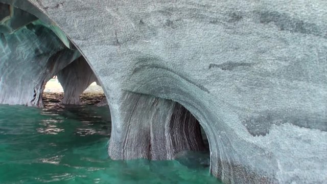Cave cliff General Carrera in mountain in Patagonia Argentina Lago Buenos Aires. Unique landscape of wildlife. Beautiful nature background. Travel and tourism in picturesque world of stone rocks.