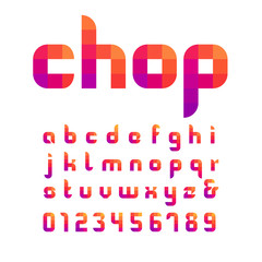 Mosaic font. Vector alphabet with latin letters and numbers.