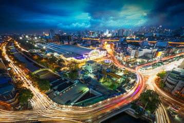 Bangkok night scene cityscape