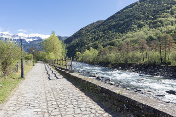 Landscape between broto and torla in the Pyrenees of Huesca