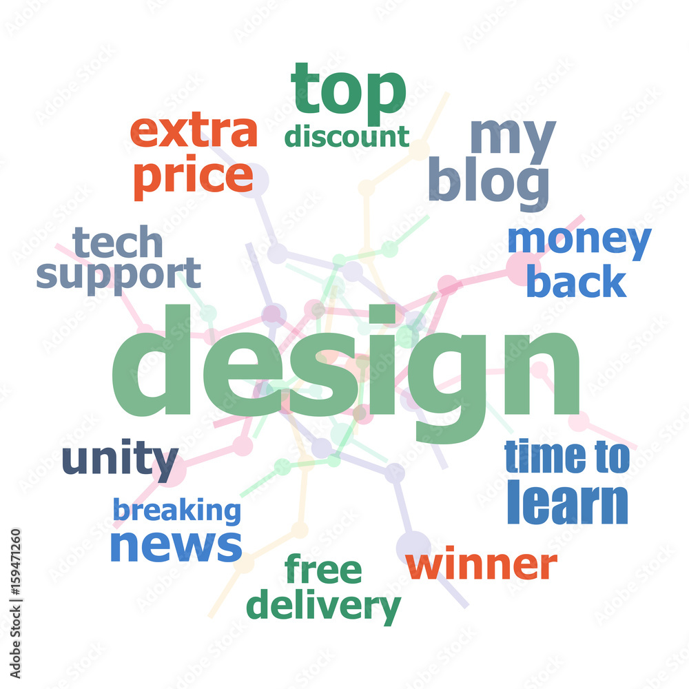 Poster text design. web design concept . word cloud collage. background with lines and circles
