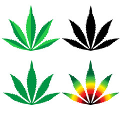 Cannabis leaf flat design Set - Vector Illustration