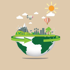 Green Concept Infographic.save world vector illustration.