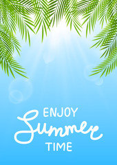 Fototapeta premium Summer background with palm leaves 