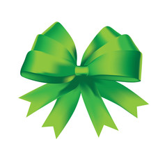 green bows.Vector decorative elements of the tape. Holiday decorations.