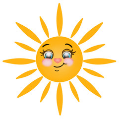 Un gioioso sole su sfondo bianco