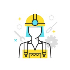 Color box icon, industry worker illustration, icon