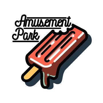 Color vintage Amusement park emblem.