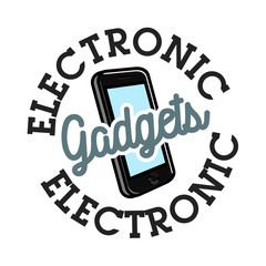 Color vintage electronic gadgets emblem