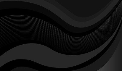 Black and White Abstract Wavy Background Vector Illustration.
