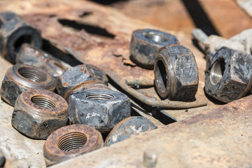 Old rusty bolts and nuts - 159477070