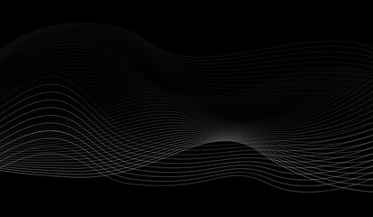 Black and White Abstract Wavy Background Vector Illustration.

