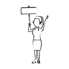 cartoon woman holding placard election voting vector illustration