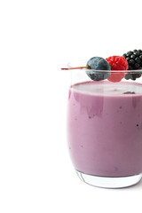 Healthy berry smoothie in glass isolated on white background

