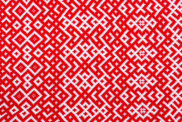 Knitted texture with the pattern of National symbol of Latvia - Lielvardes (place in Latvia) belt that is one of the most magnificent Latvian symbols. Latvian traditional historical ornaments.