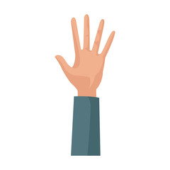 cartoon one hand palm shows five fingers vector illustration