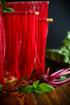 Home Red Noodles From Beet Juice