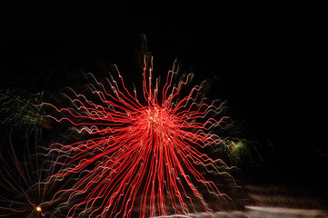 exploding fireworks in the dark skies