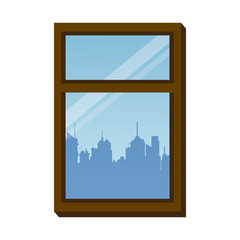 window frame city urban buiding view vector illustration - obrazy, fototapety, plakaty