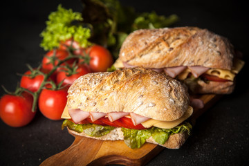 Delicious ciabatta sandwich
