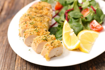 grilled chicken breast and salad