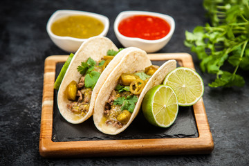 Mexican tacos with beef