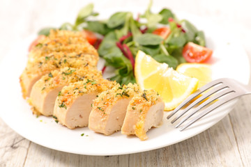grilled chicken breast and salad
