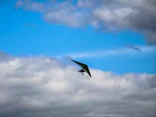 Hang gliding in the clouds
