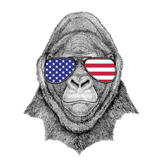 Gorilla, monkey, ape Frightful animal Hand drawn illustration fo